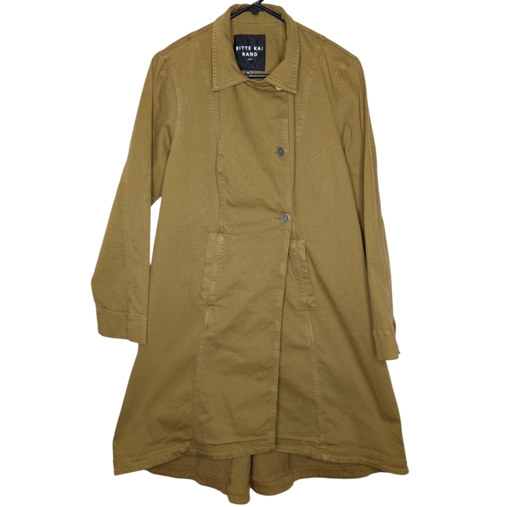 Bitte Kai Rand Seaweed Green Button Down Jacket Trench Coat Size Medium New Tags